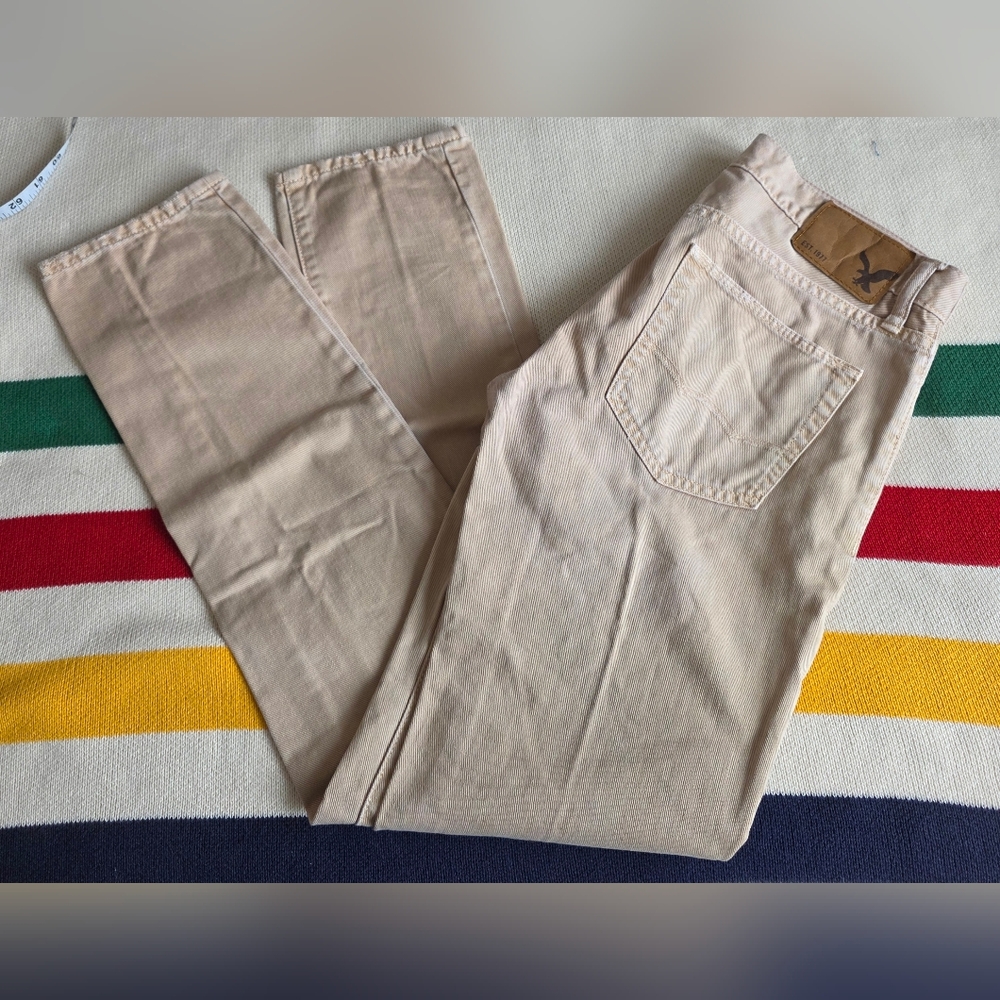 American Eagle Tan Straight-Leg Pants S 30 X 32